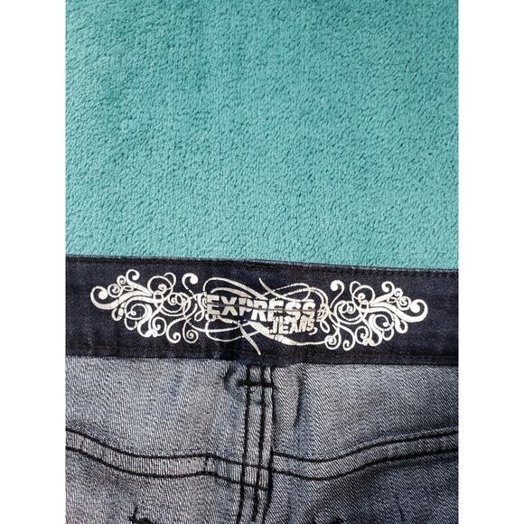 Express Jeans Sz 4 Womens Blue Stretch Pants Ladies Mid Rise Denim Bootcut Dark - Picture 3 of 14